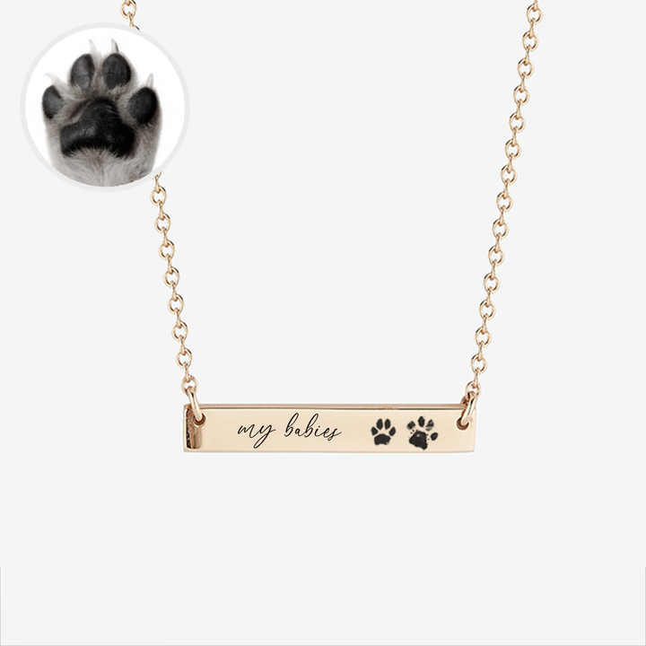 Personalized Paw Print Bar Necklace