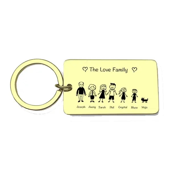 Personalized Family Sketch Keychain