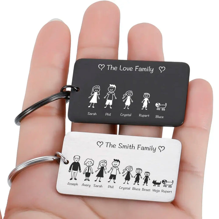 Personalized Family Sketch Keychain