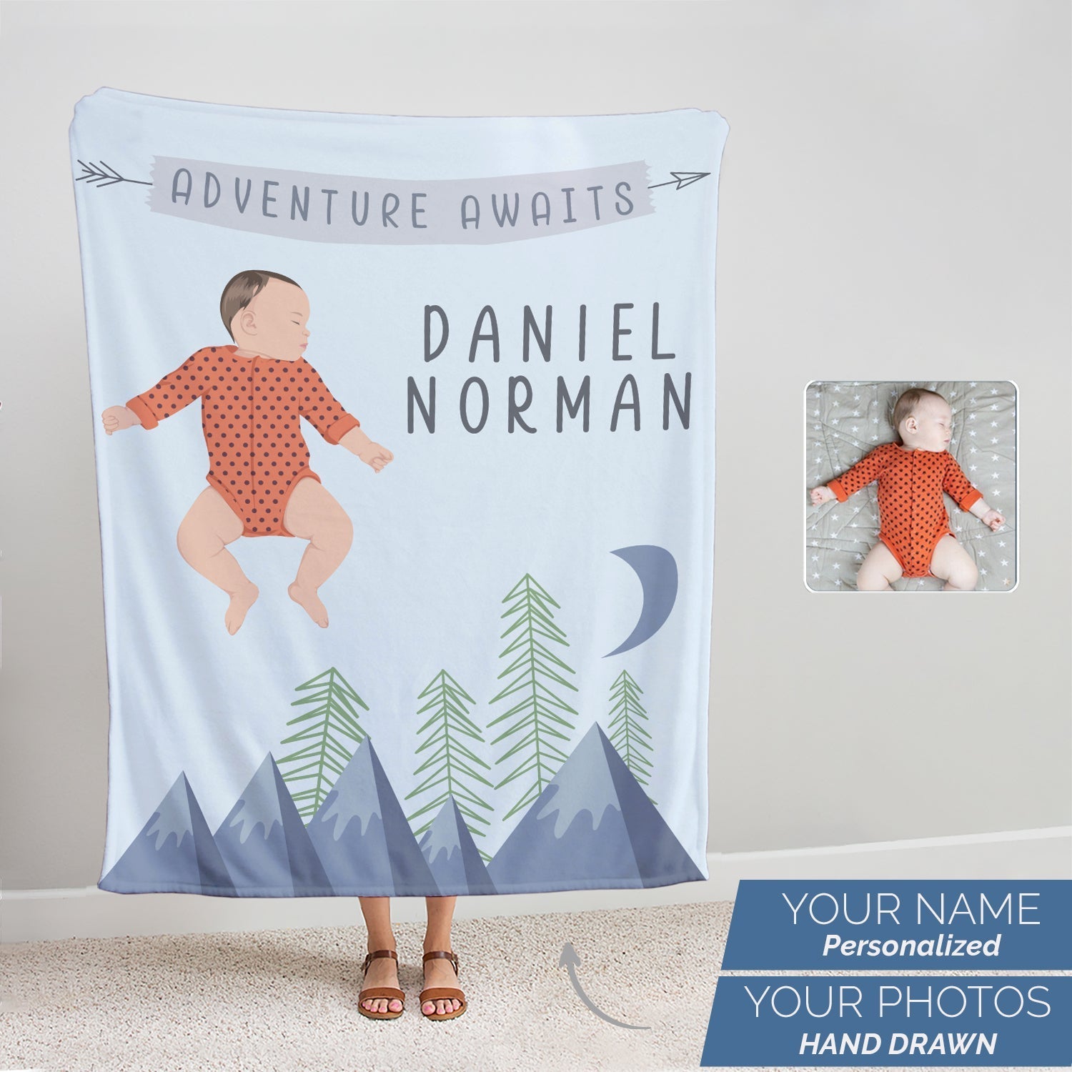 Personalized Adventure Awaits Baby Blanket - Personalized Memories