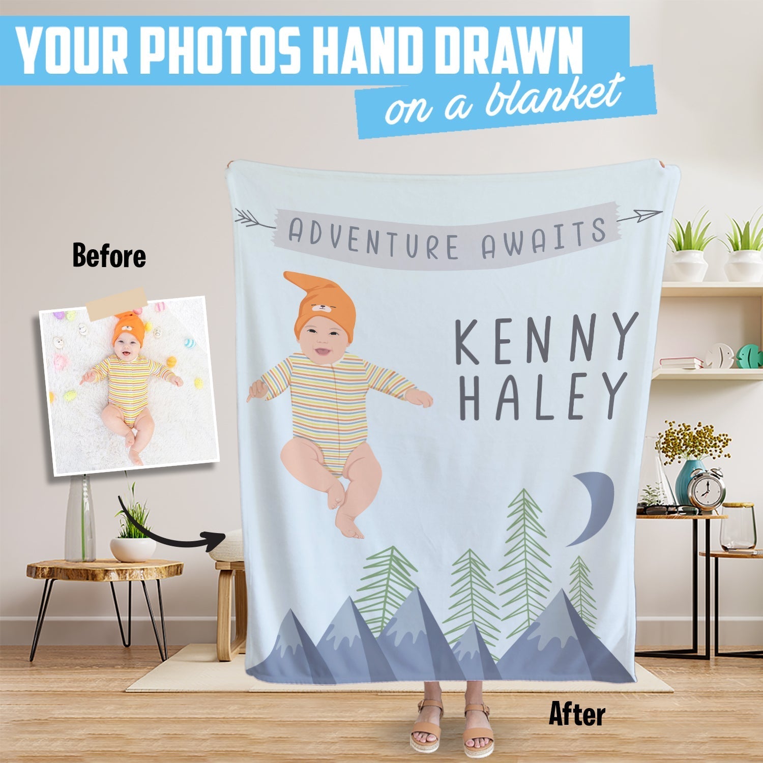 Personalized Adventure Awaits Baby Blanket - Personalized Memories