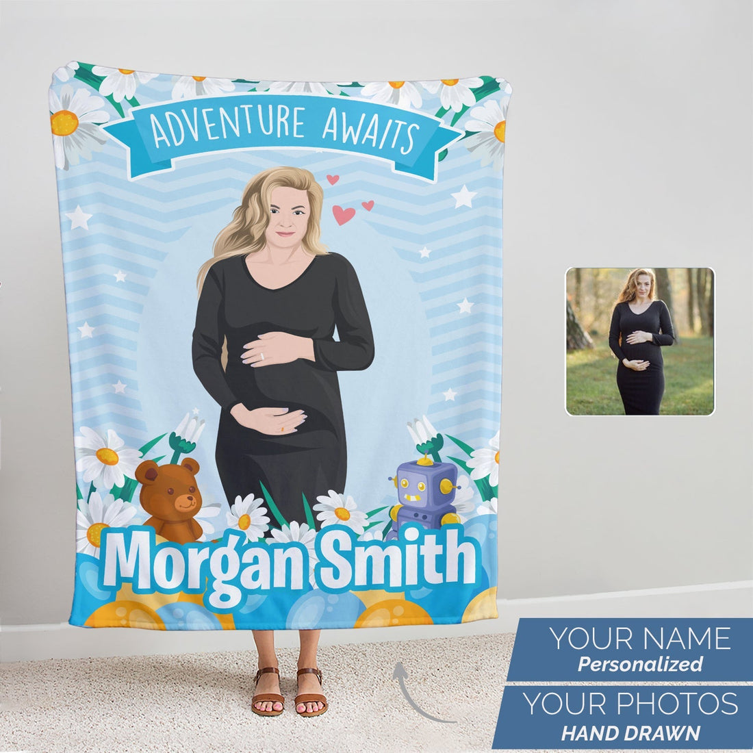 Personalized Adventure Awaits Baby Shower Blanket - Personalized Memories