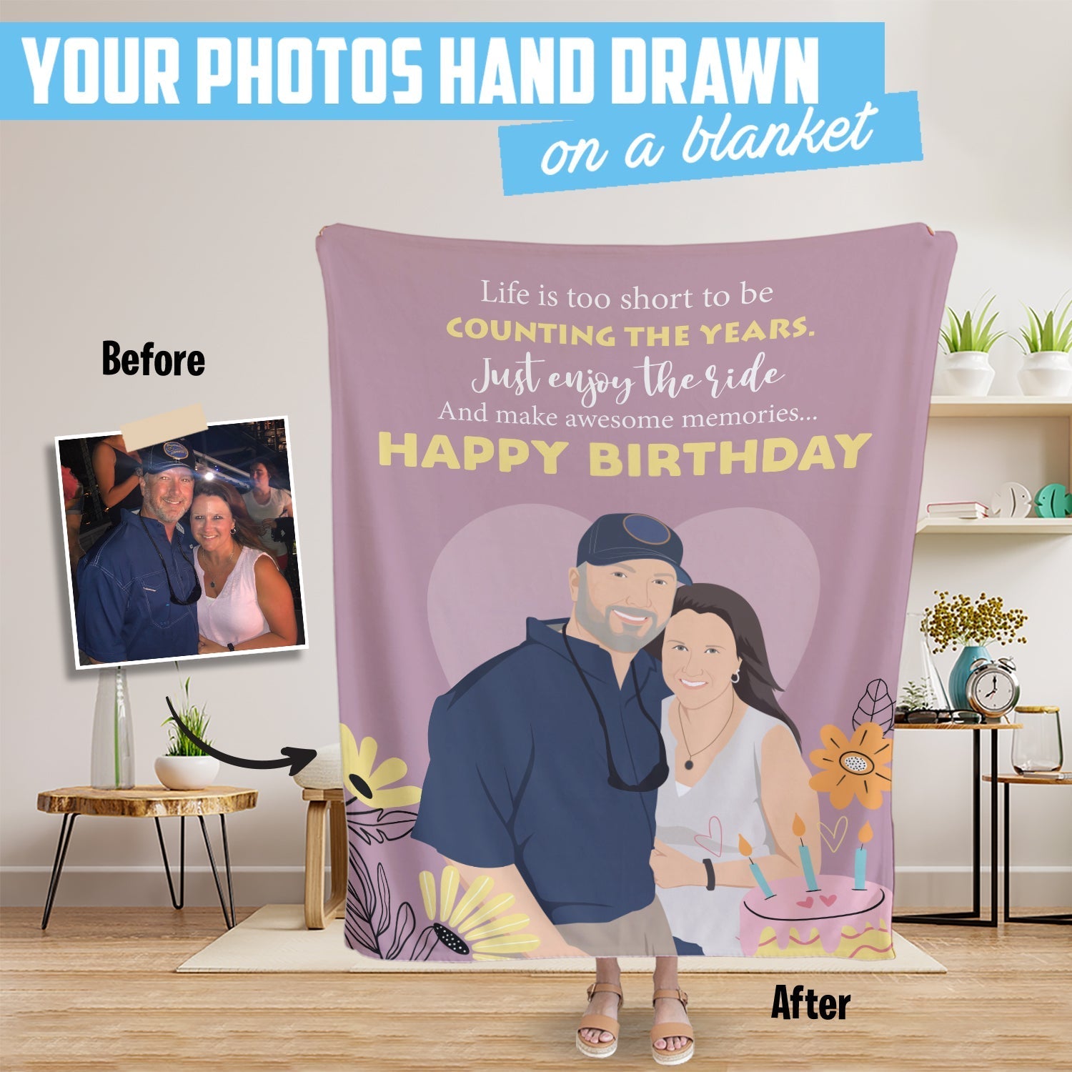 Personalized Birthday Photo Blanket - Personalized Memories