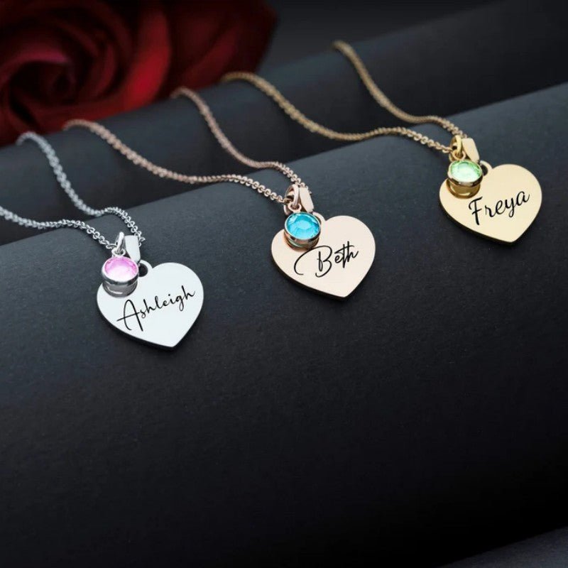 Personalized Birthstone Name Necklace - Personalized Memories