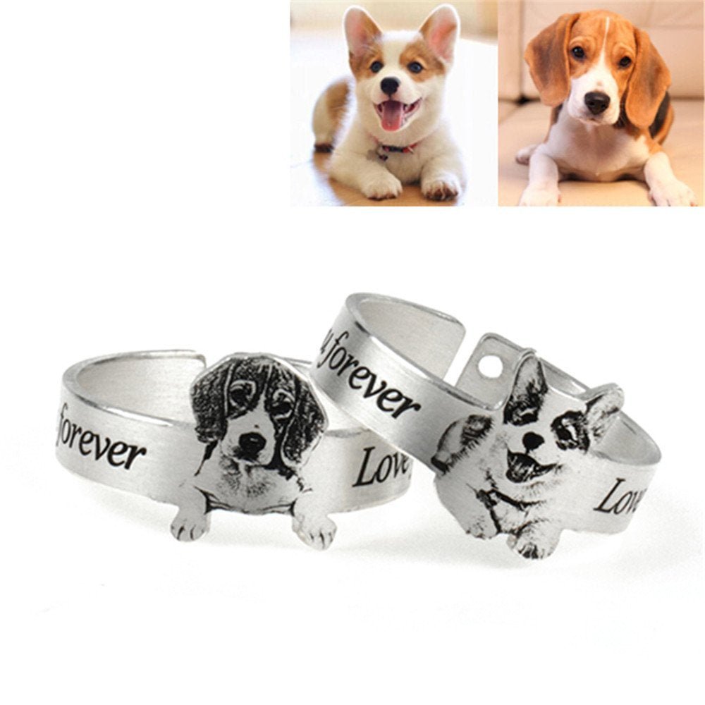 Personalized cat and dog photo ring - Personalized Memories