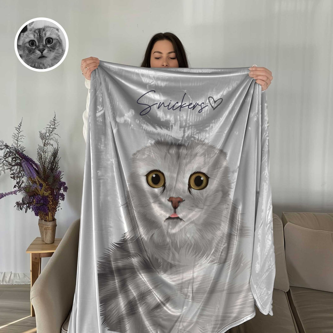 Personalized Cat Heart Blanket - Personalized Memories