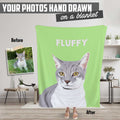 Personalized Cat Portrait Blanket - Personalized Memories