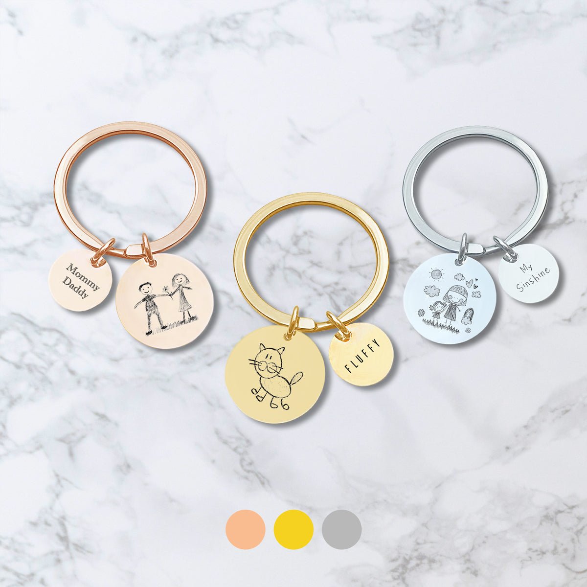 Personalized Child Drawing Keychain - Personalized Memories