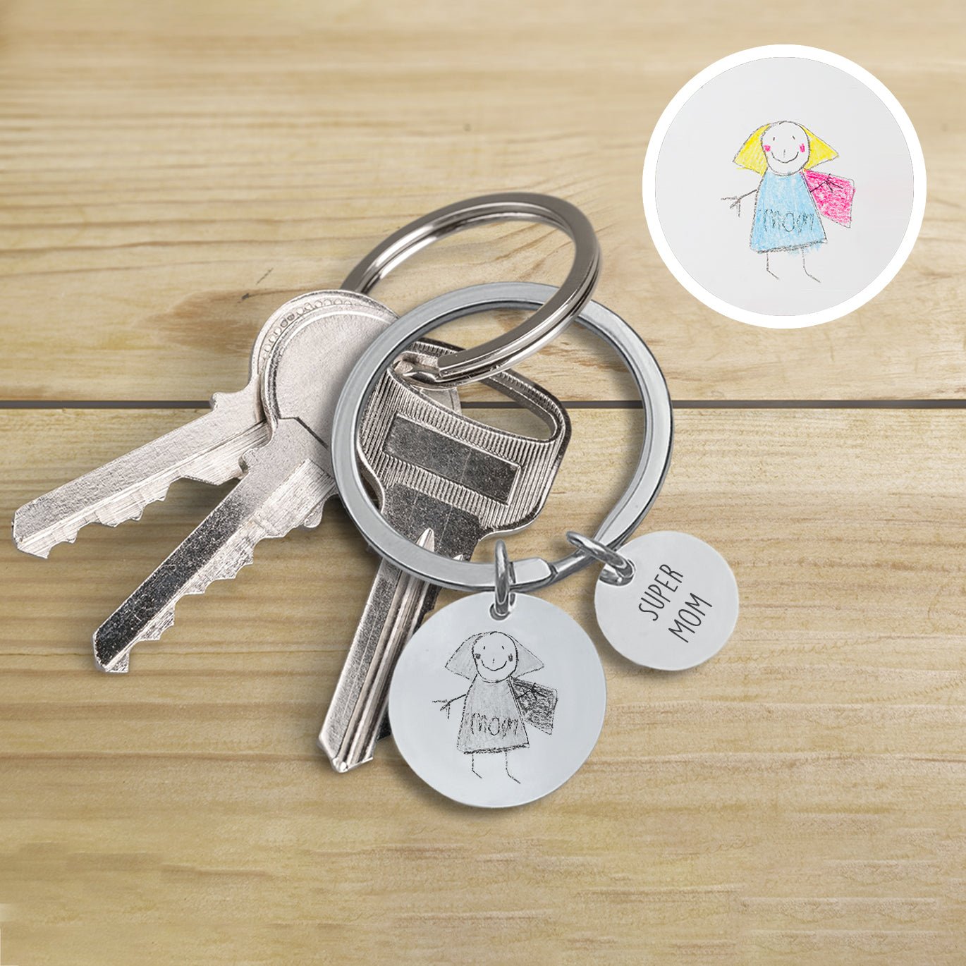 Personalized Child Drawing Keychain - Personalized Memories