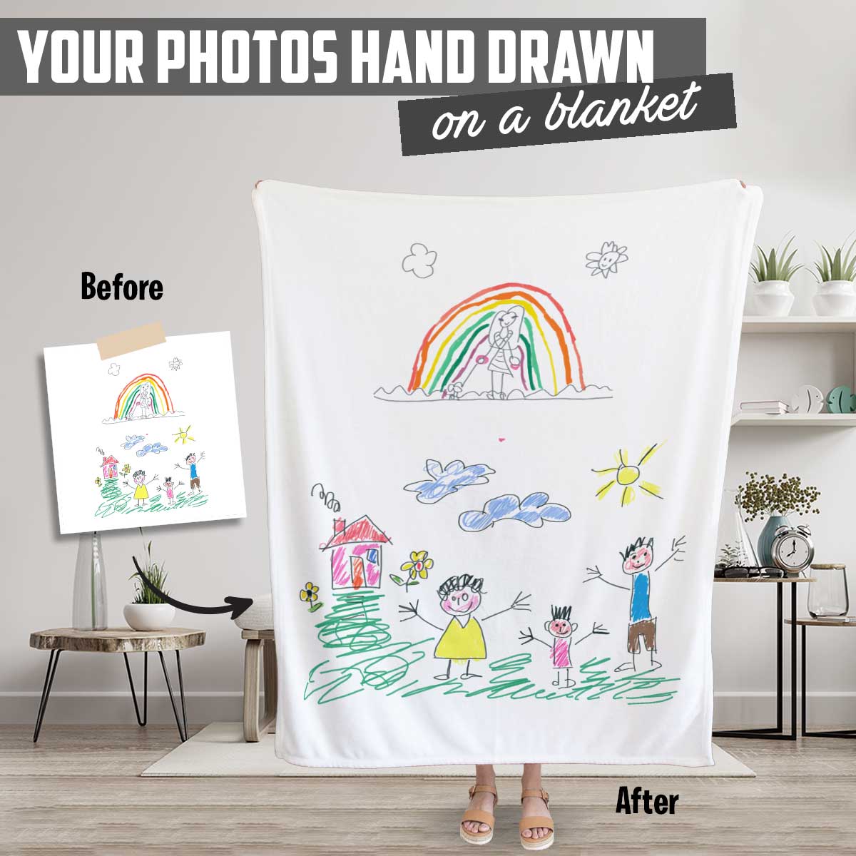 Personalized Childs Drawing Blanket - Personalized Memories