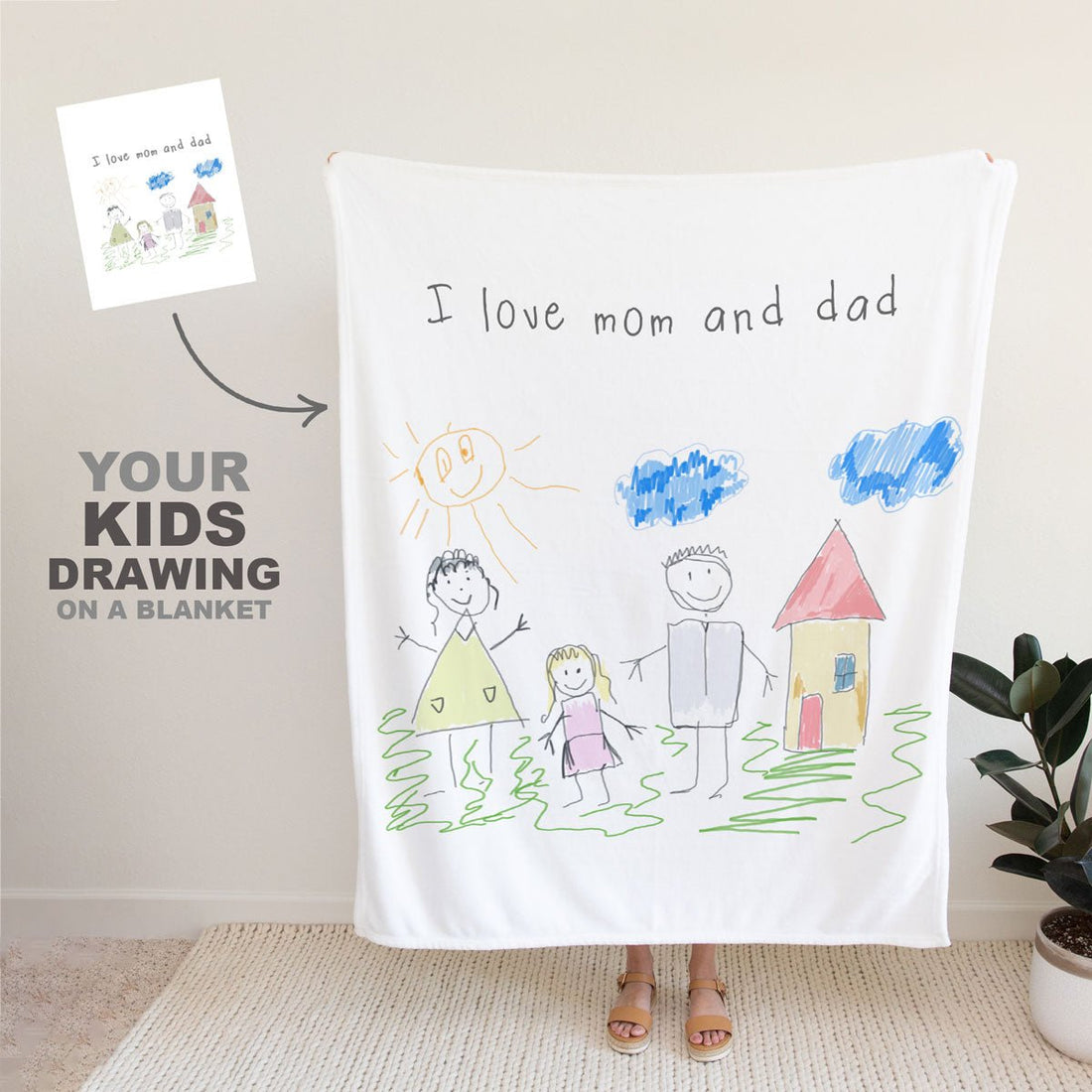 Personalized Childs Drawing Blanket - Personalized Memories