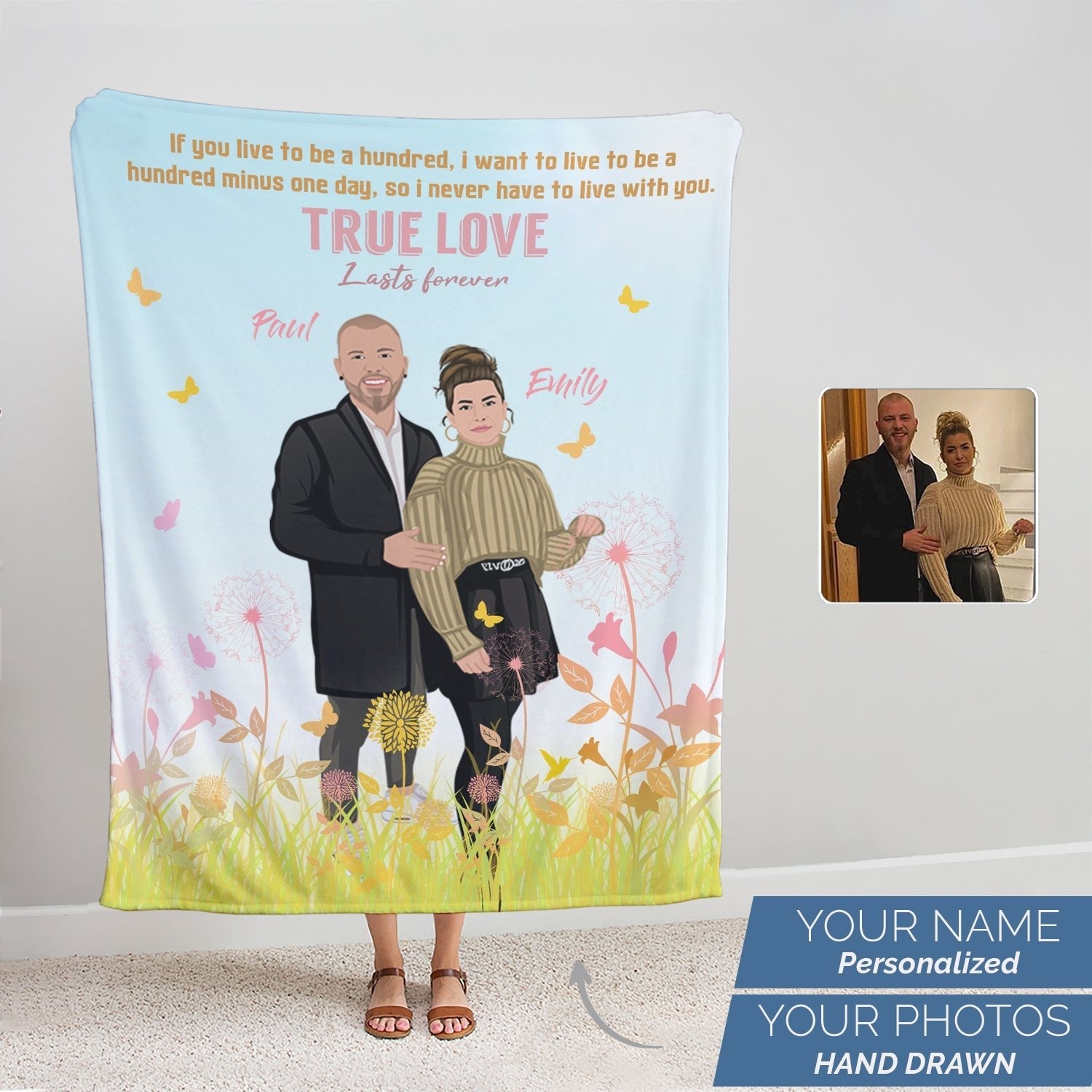 Personalized Couples Blanket with Names - Personalized Memories