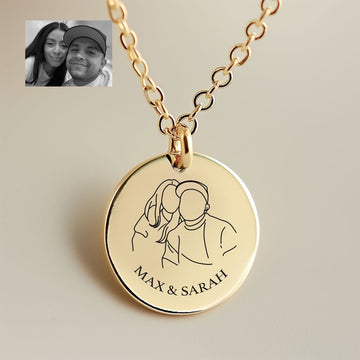 Personalized Couples Line Art Necklace - Personalized Memories