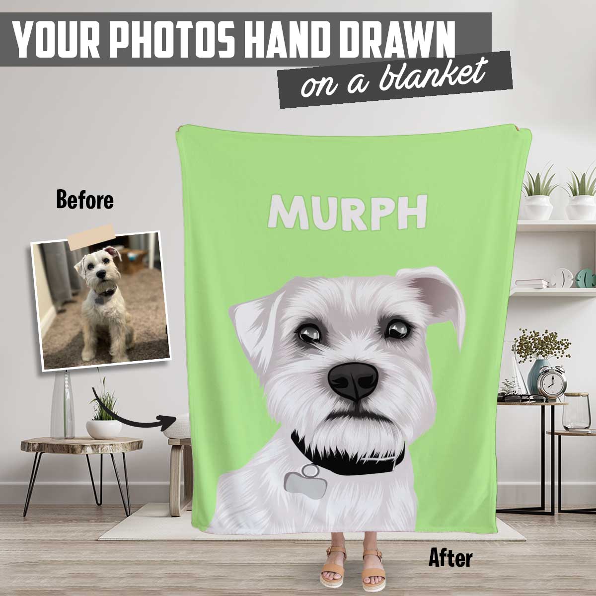 Personalized Dog Portrait Blanket - Personalized Memories