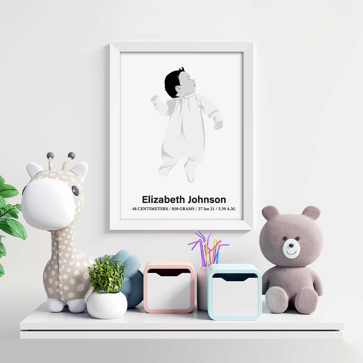 Personalized Drawn Baby Portraits - Personalized Memories