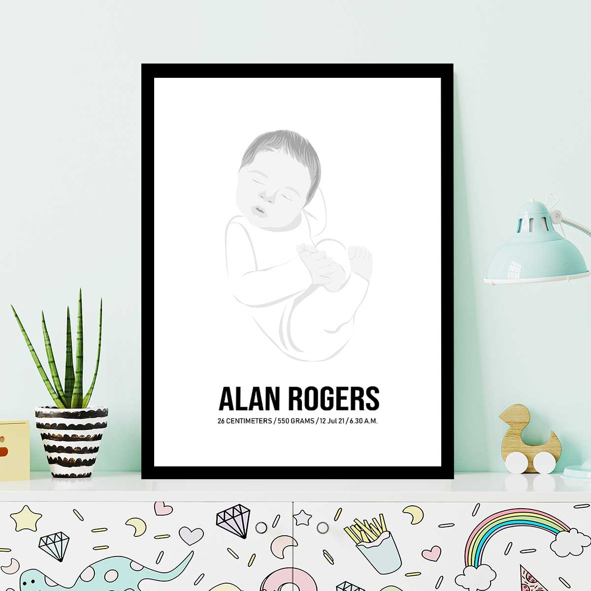 Personalized Drawn Baby Portraits - Personalized Memories