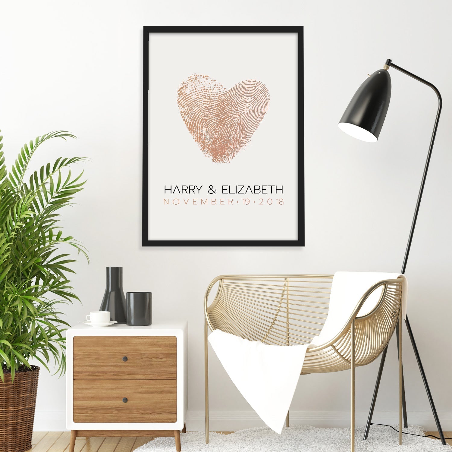 Personalized Drawn Couples Fingerprint Portraits - Personalized Memories