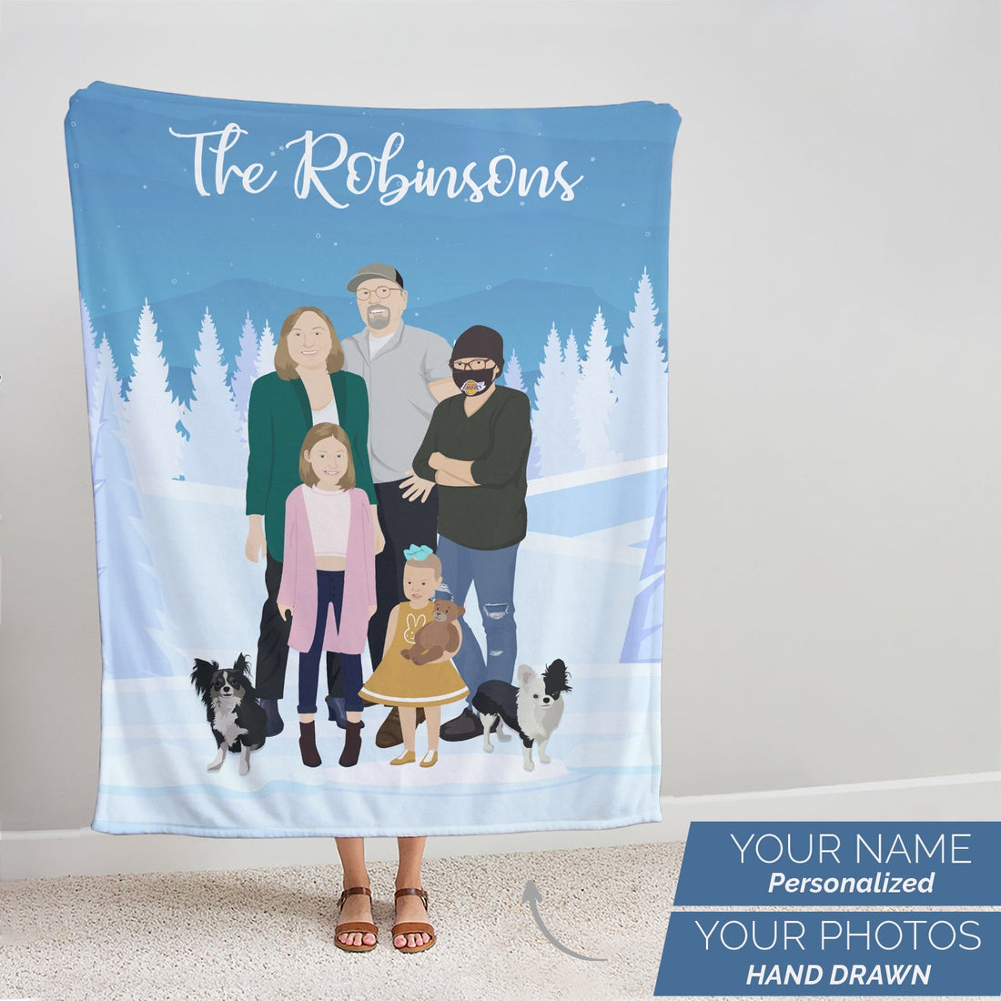 Personalized Family Christmas Blanket with Names - Personalized Memories