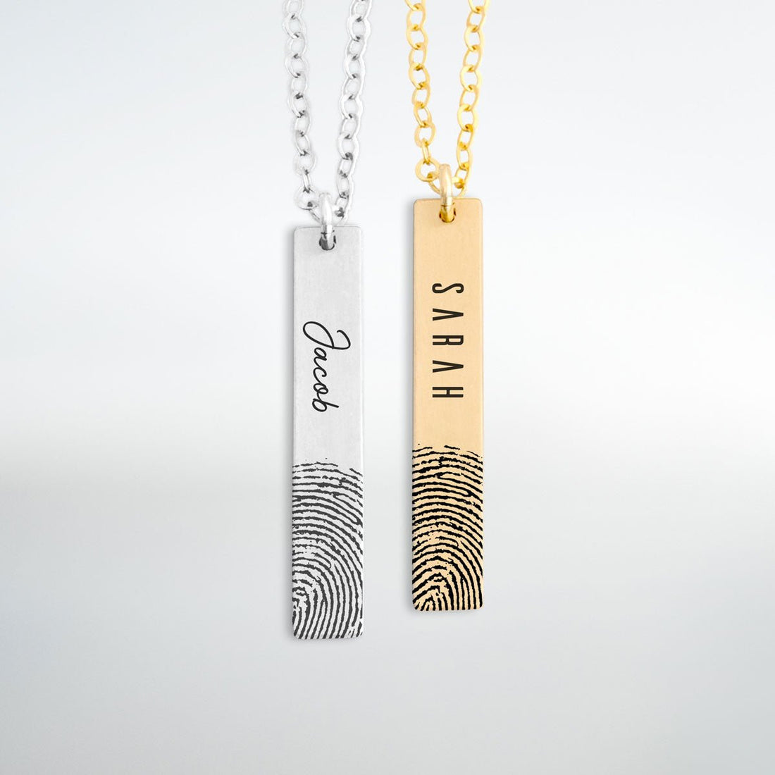 Personalized Fingerprint Bar Necklace - Personalized Memories