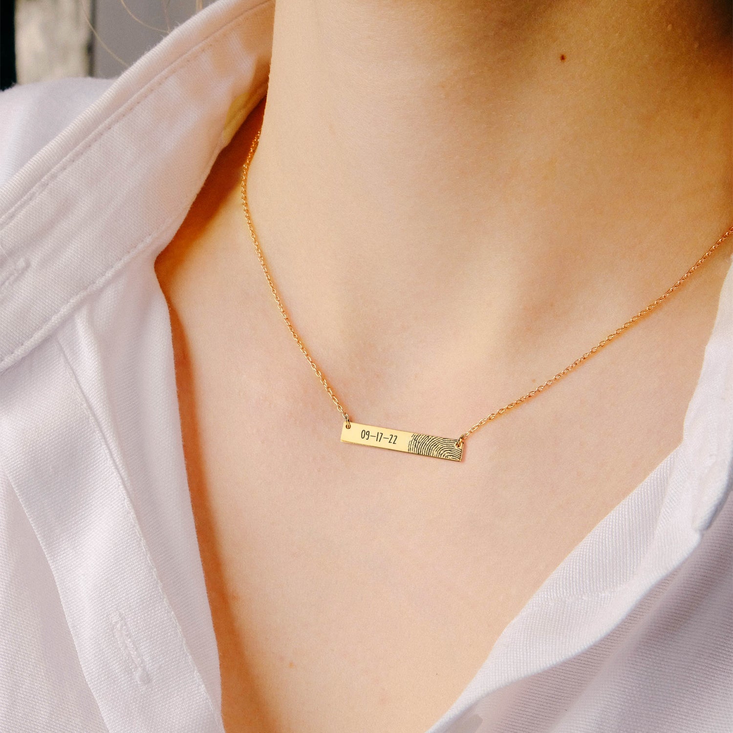 Personalized Fingerprint Bar Necklace Gift - Personalized Memories