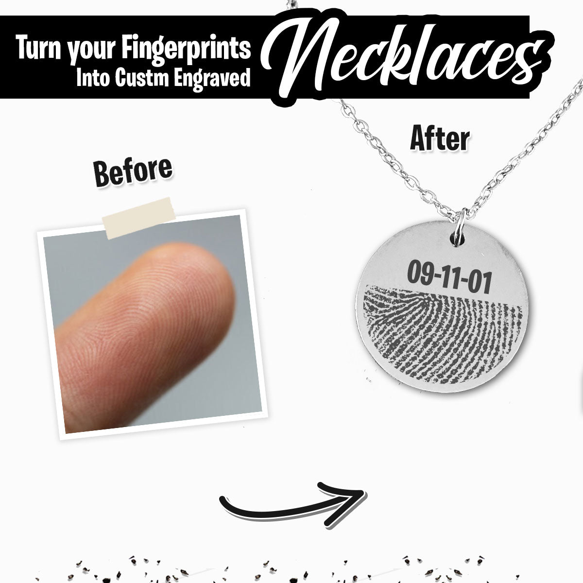 Personalized Fingerprint Pendant Necklace - Personalized Memories