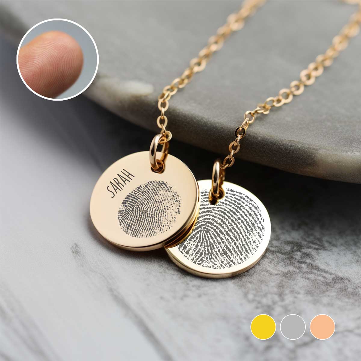 Personalized Fingerprint Pendant Necklace - Personalized Memories