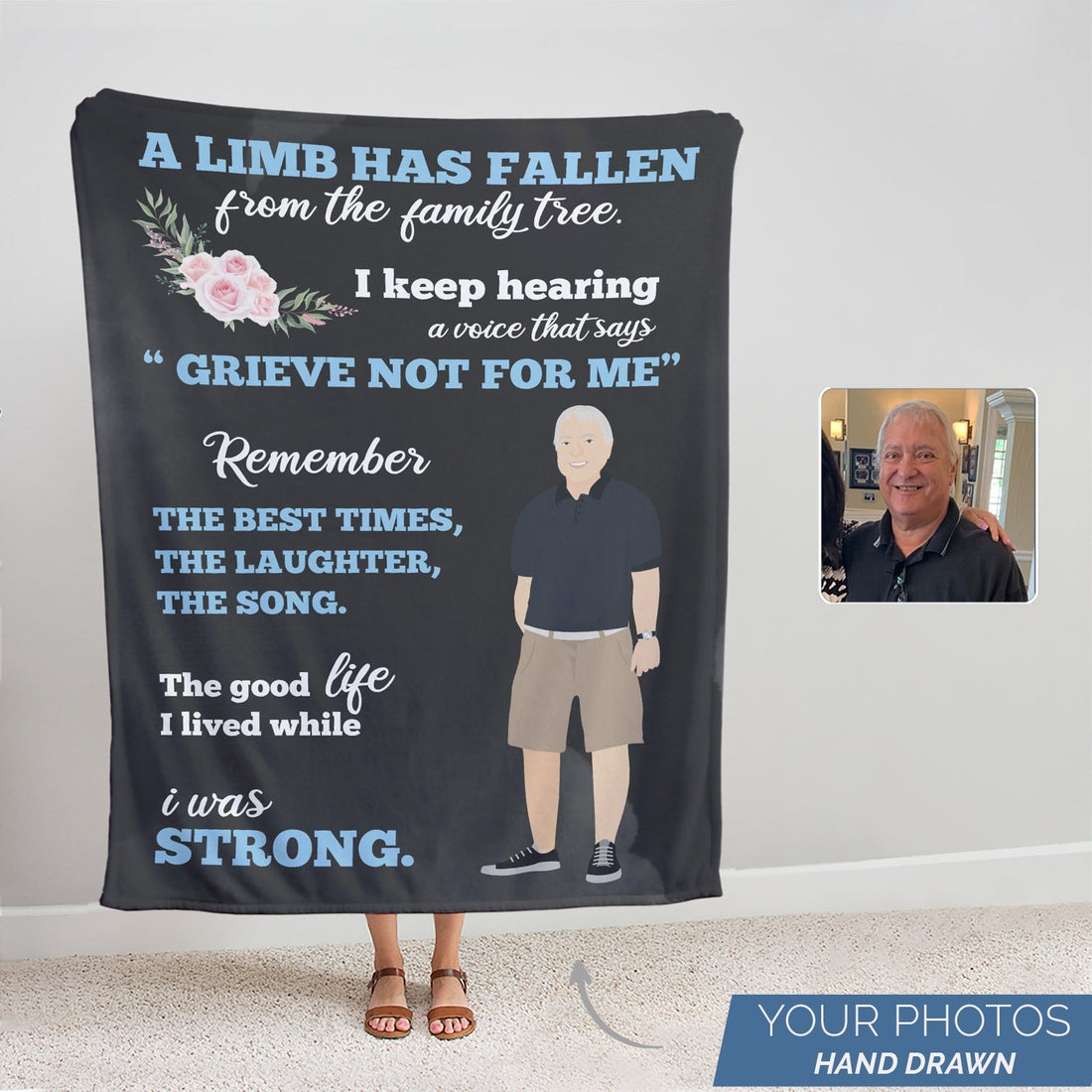 Personalized Grandpa Memorial Blanket - Personalized Memories