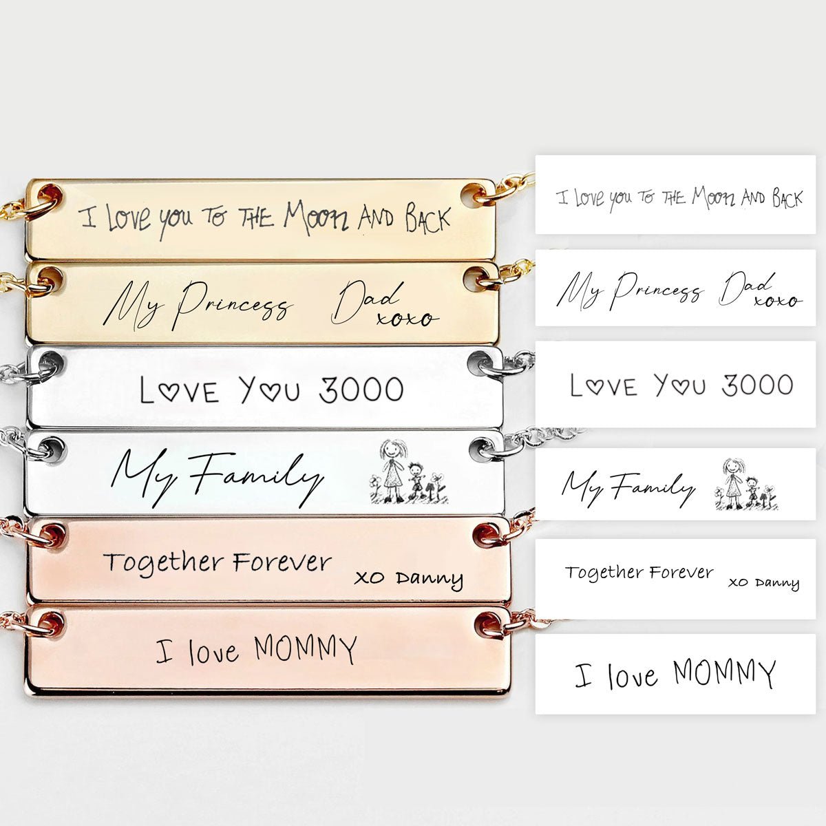 Personalized Handwriting Bar Necklace - Personalized Memories