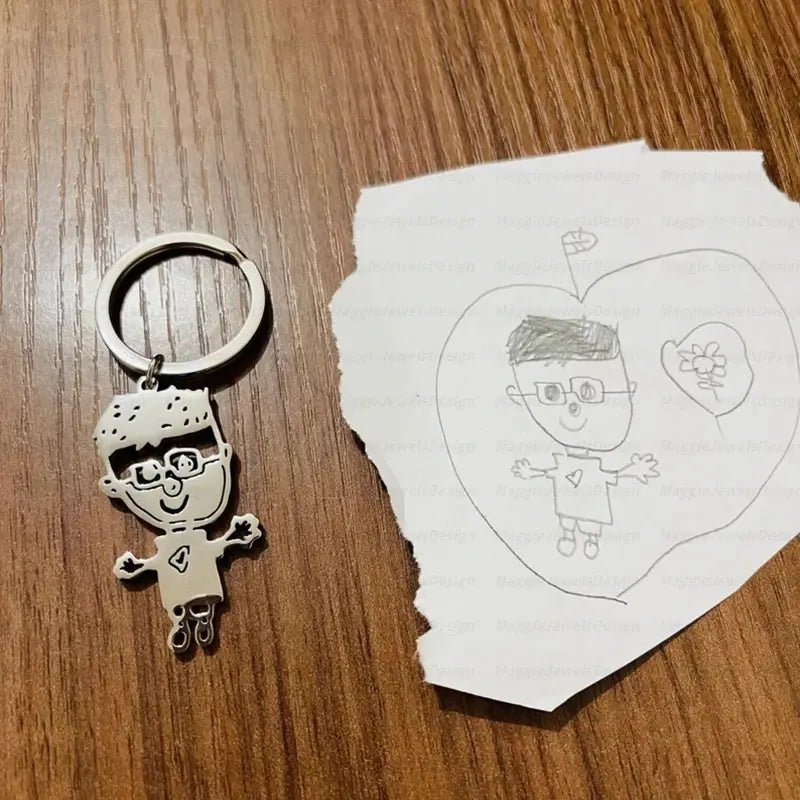 Personalized Kids Drawing Keychain - Personalized Memories