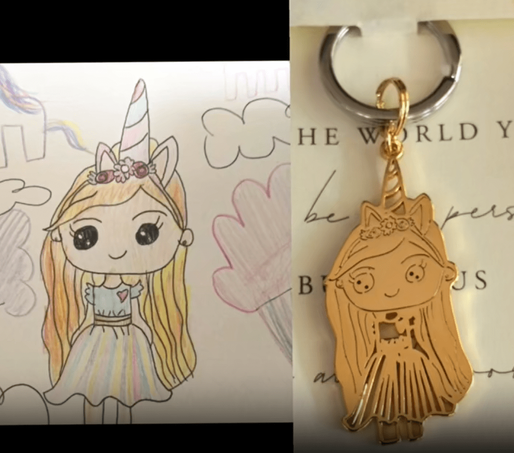 Personalized Kids Drawing Keychain - Personalized Memories