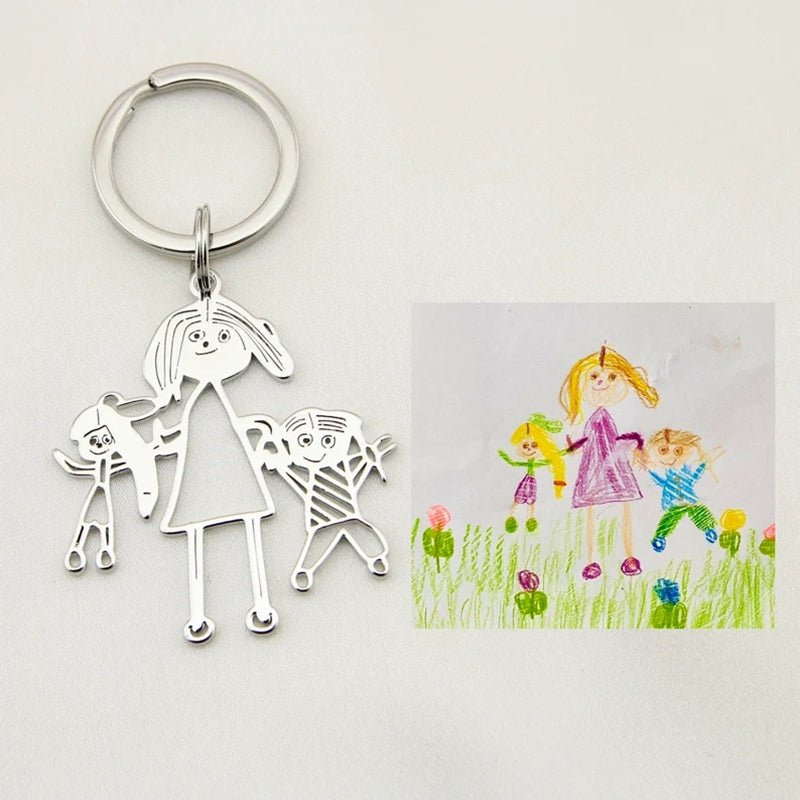 Personalized Kids Drawing Keychain - Personalized Memories