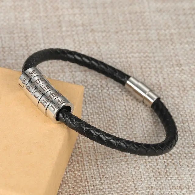 Personalized Minimal Plaited Leather Bracelet - Personalized Memories