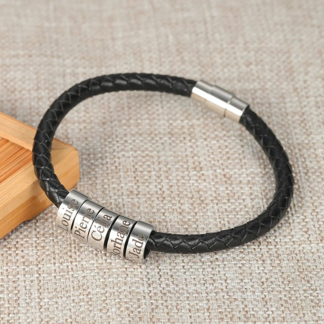 Personalized Minimal Plaited Leather Bracelet - Personalized Memories