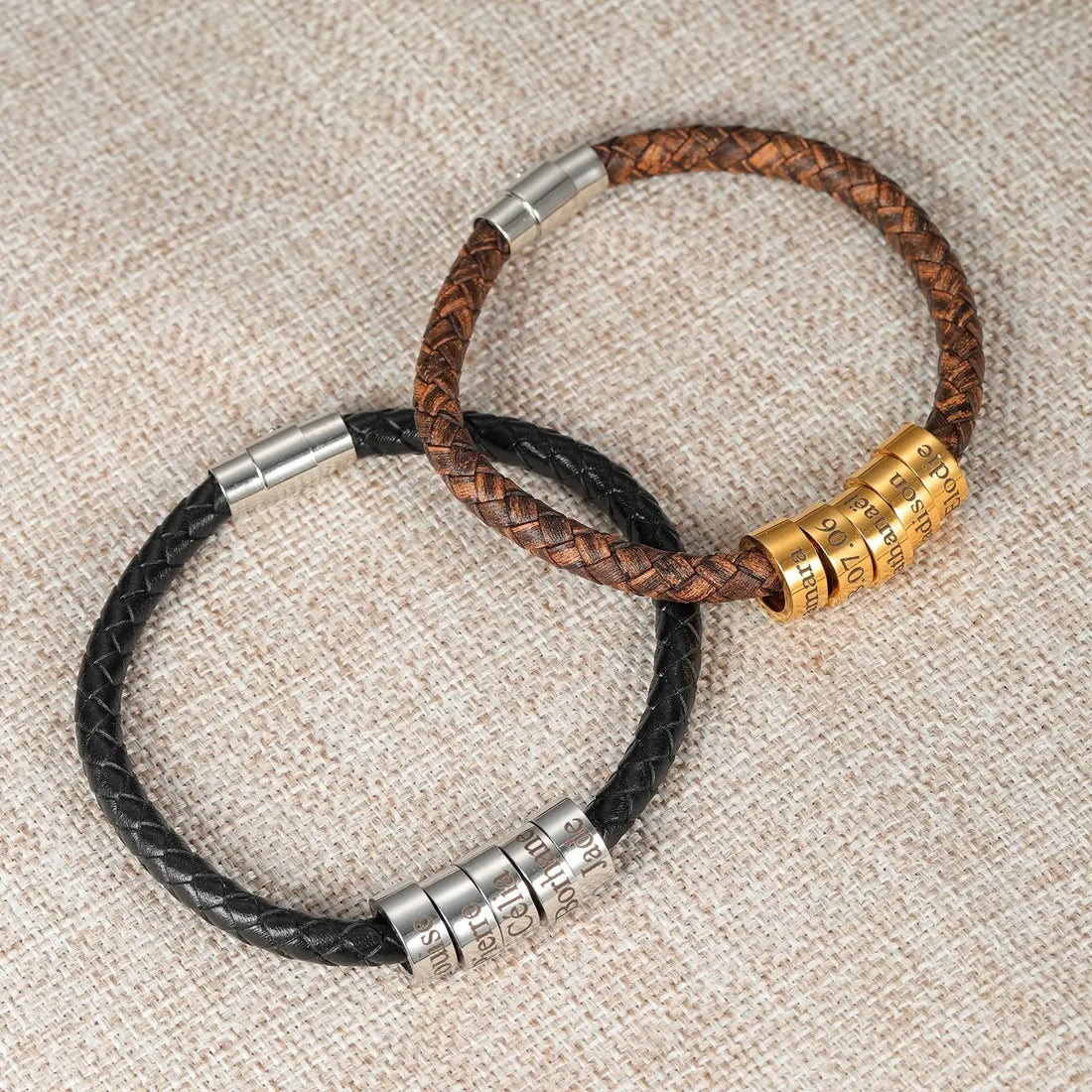 Personalized Minimal Plaited Leather Bracelet - Personalized Memories