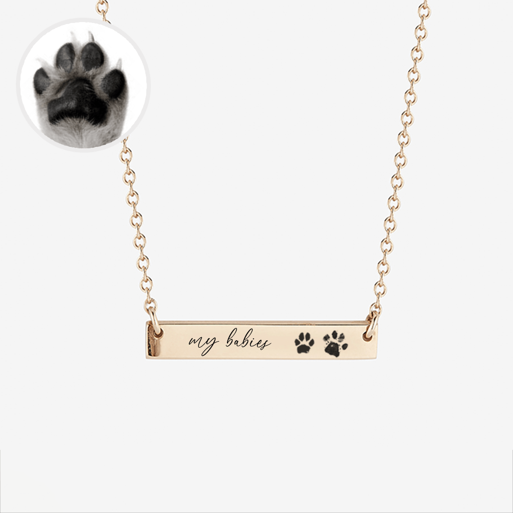 Personalized Paw Print Bar Necklace - Personalized Memories