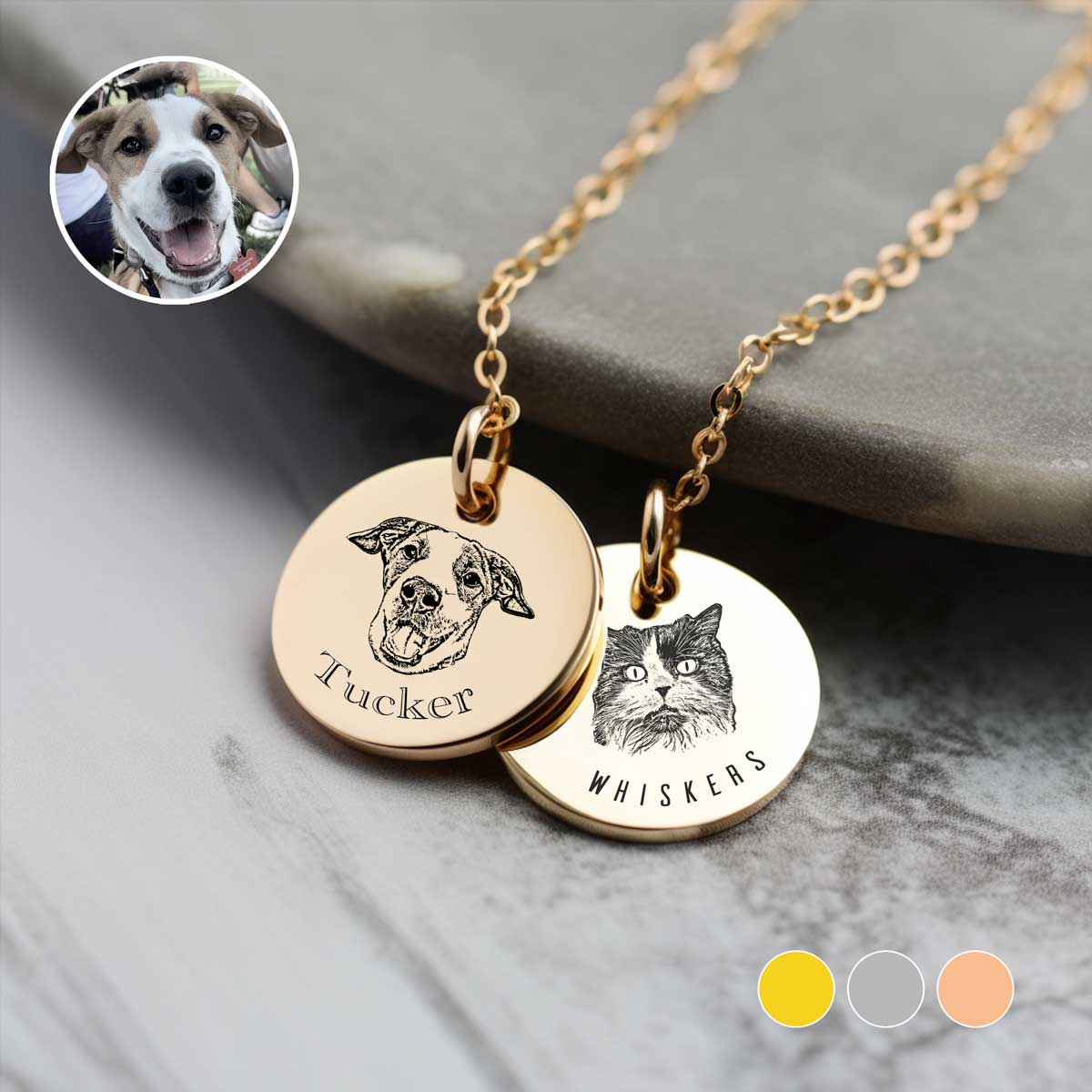 Personalized Pet Portrait Necklace - Personalized Memories