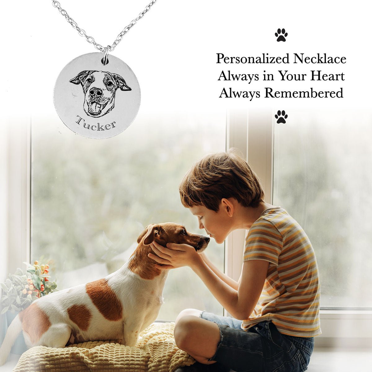 Personalized Pet Portrait Necklace Gift - Personalized Memories