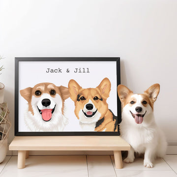 Personalized Two Pets Portrait - Personalized Memories