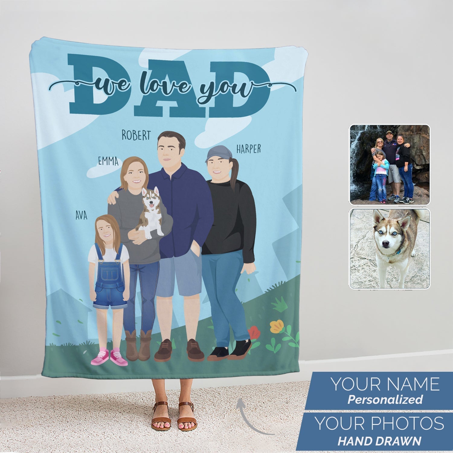 Personalized We Love You Dad Blanket - Personalized Memories