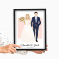 Personalized Wedding Couple Illustration Portrait - Personalized Memories