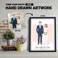 Personalized Wedding Couple Illustration Portrait - Personalized Memories