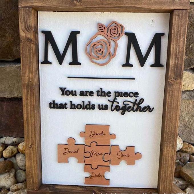 Personalized Wooden Family Connections Puzzle Wall Art - Personalized Memories