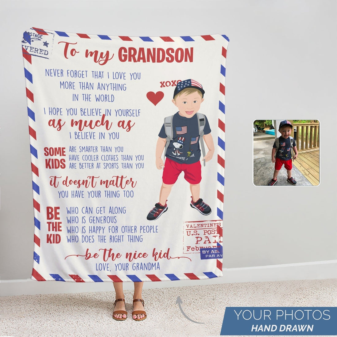 To My Grandson Letter Blanket Personalized - Personalized Memories